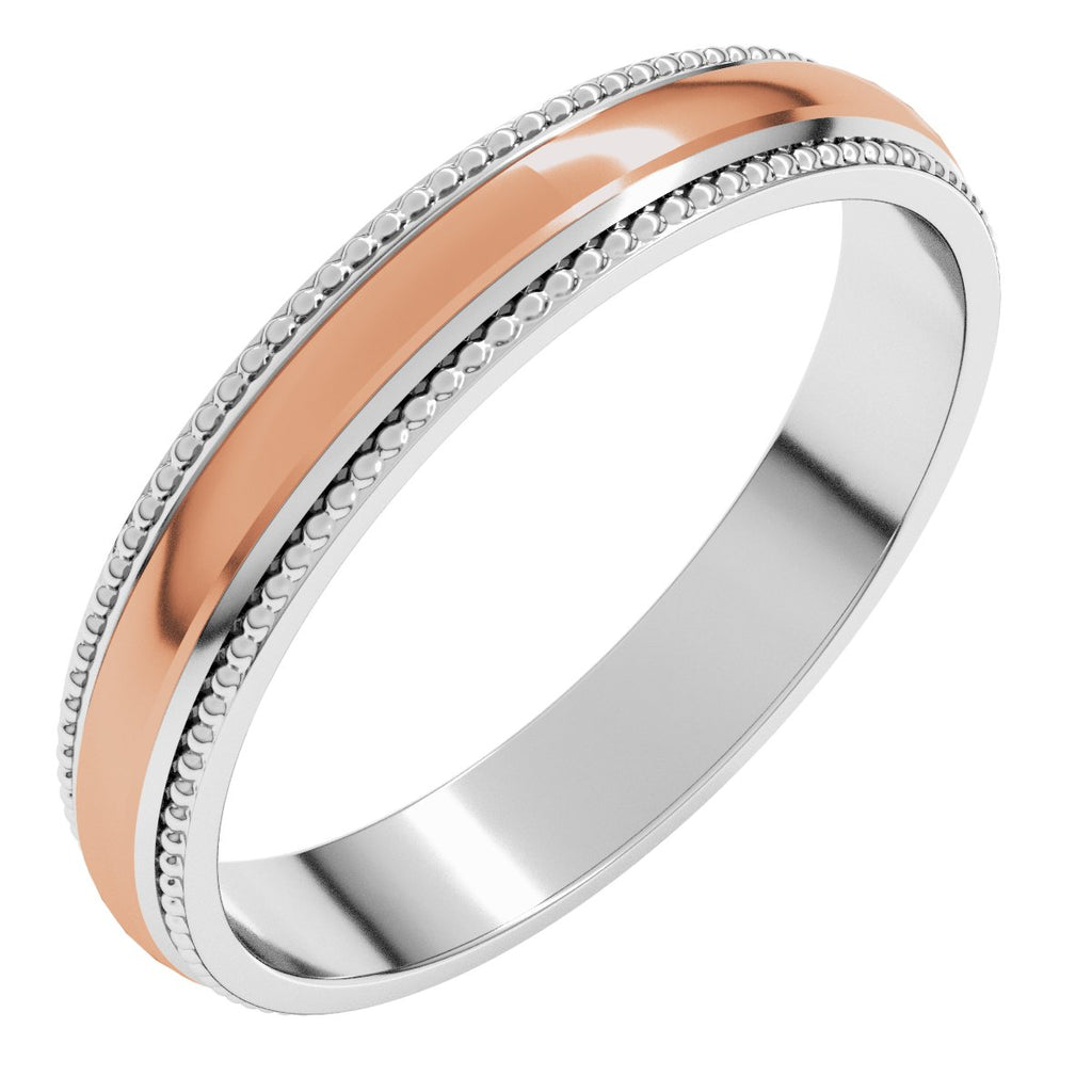 Milgrain Stepped Beveled-Edge Half Round Band