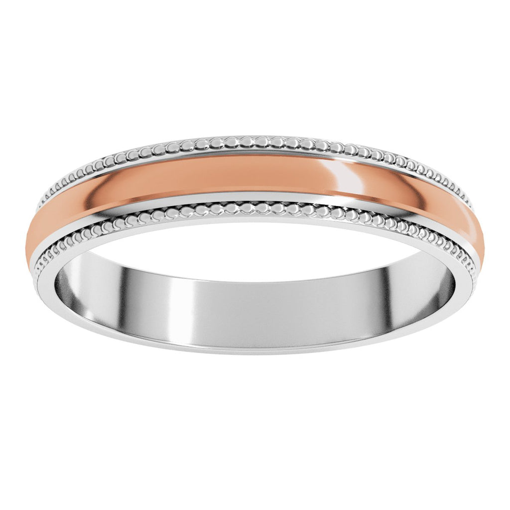 Milgrain Stepped Beveled-Edge Half Round Band