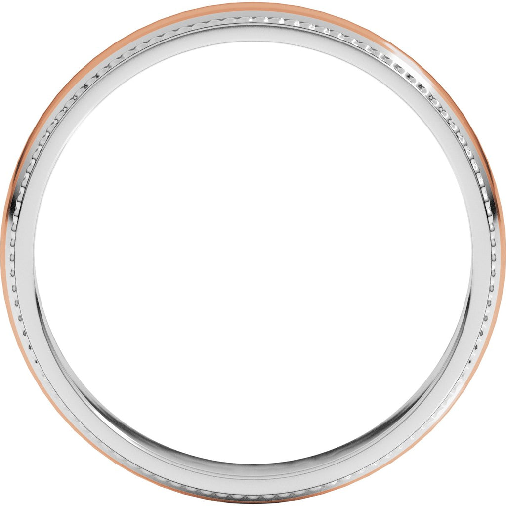 Milgrain Stepped Beveled-Edge Half Round Band