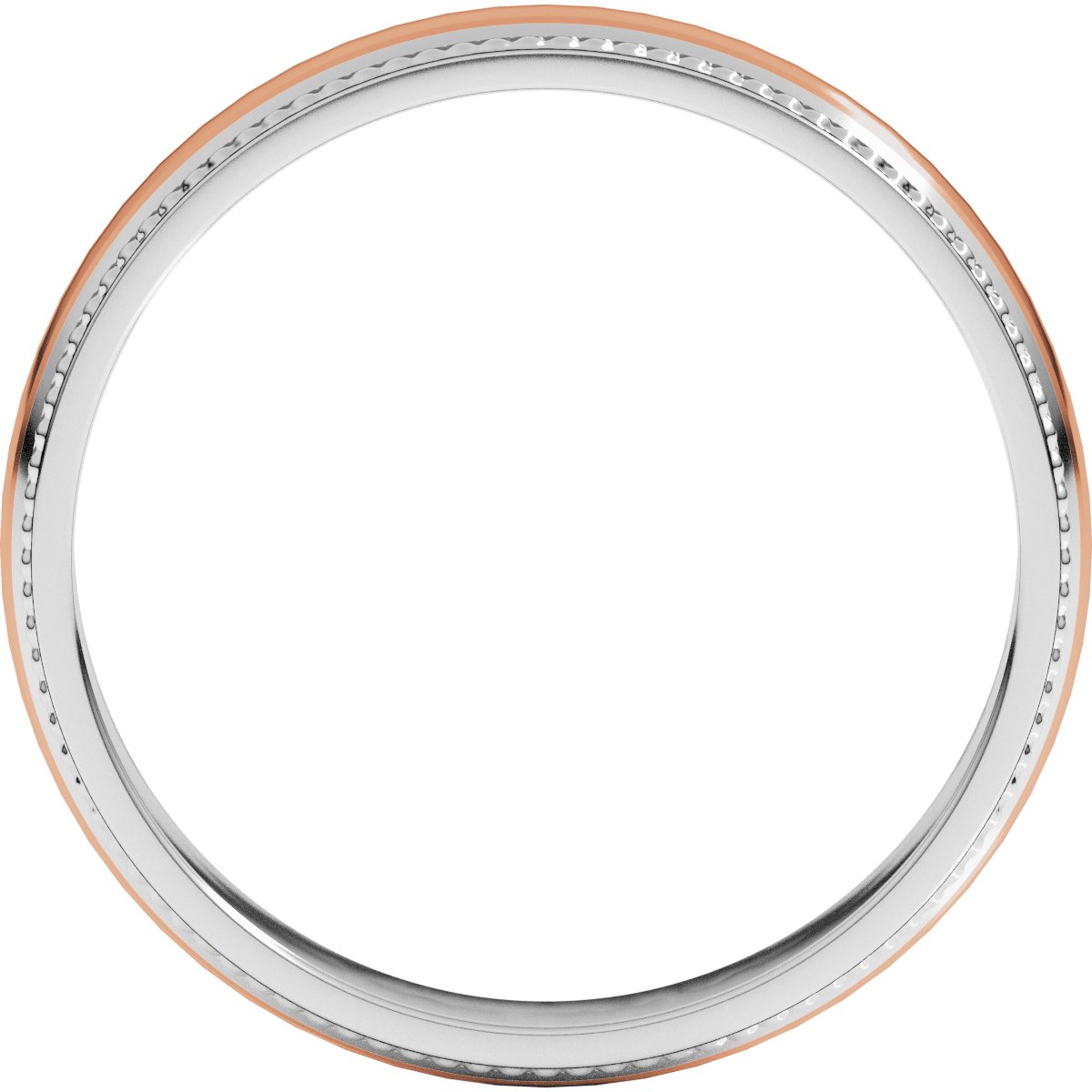 Milgrain Stepped Beveled-Edge Half Round Band