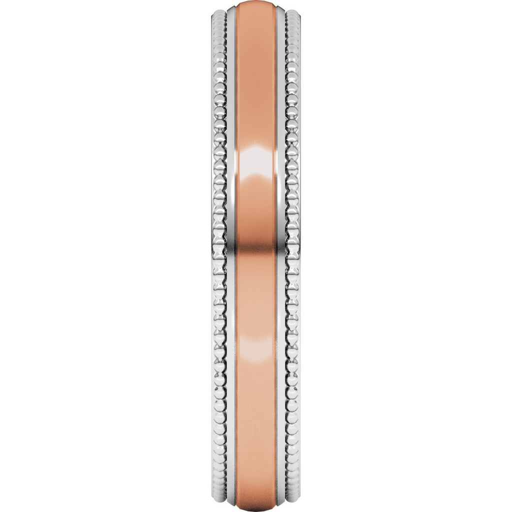 Milgrain Stepped Beveled-Edge Half Round Band
