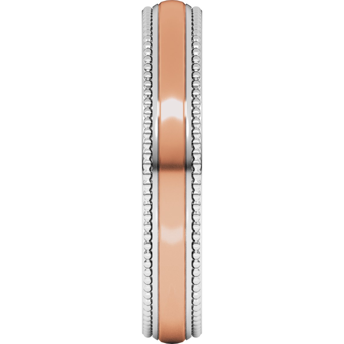 Milgrain Stepped Beveled-Edge Half Round Band