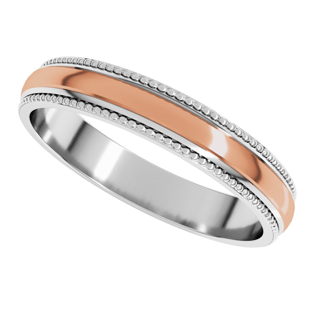 Milgrain Stepped Beveled-Edge Half Round Band