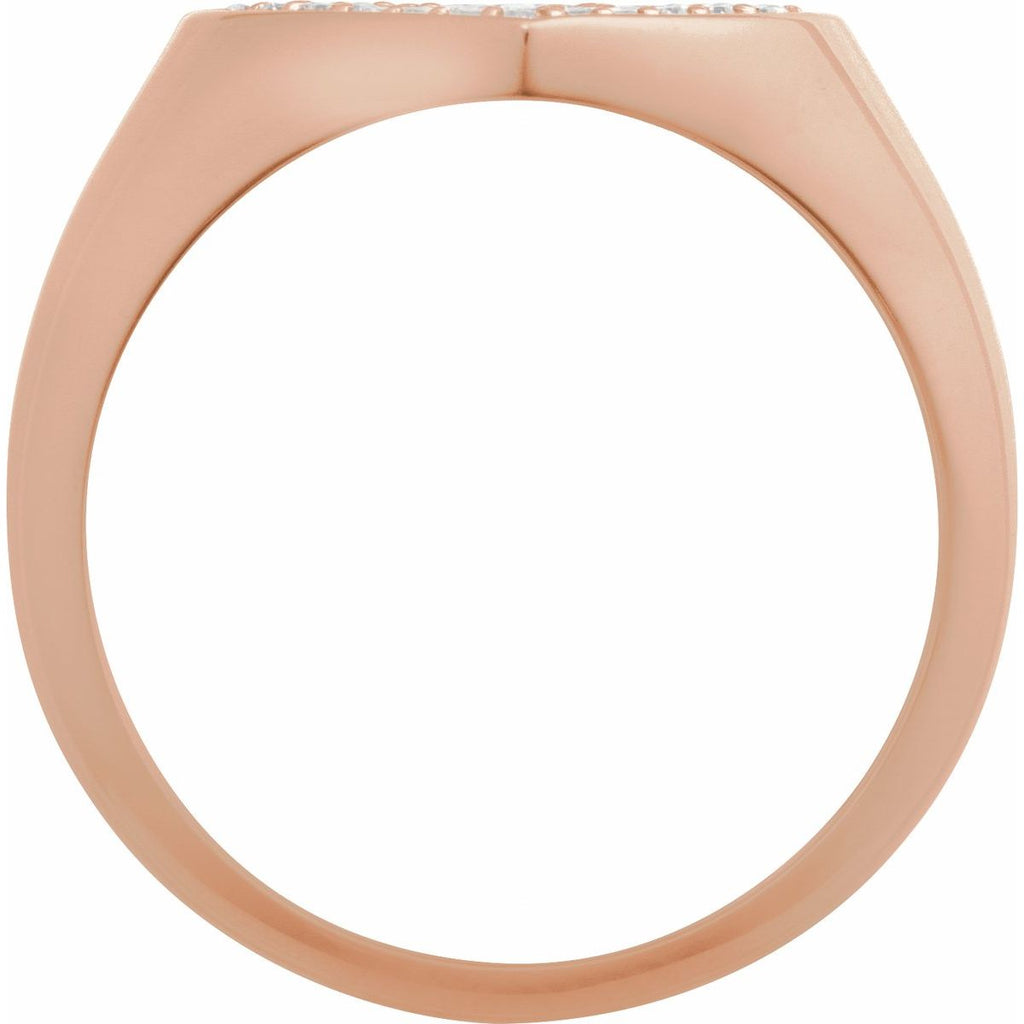 Pavé-Style Heart Signet Ring