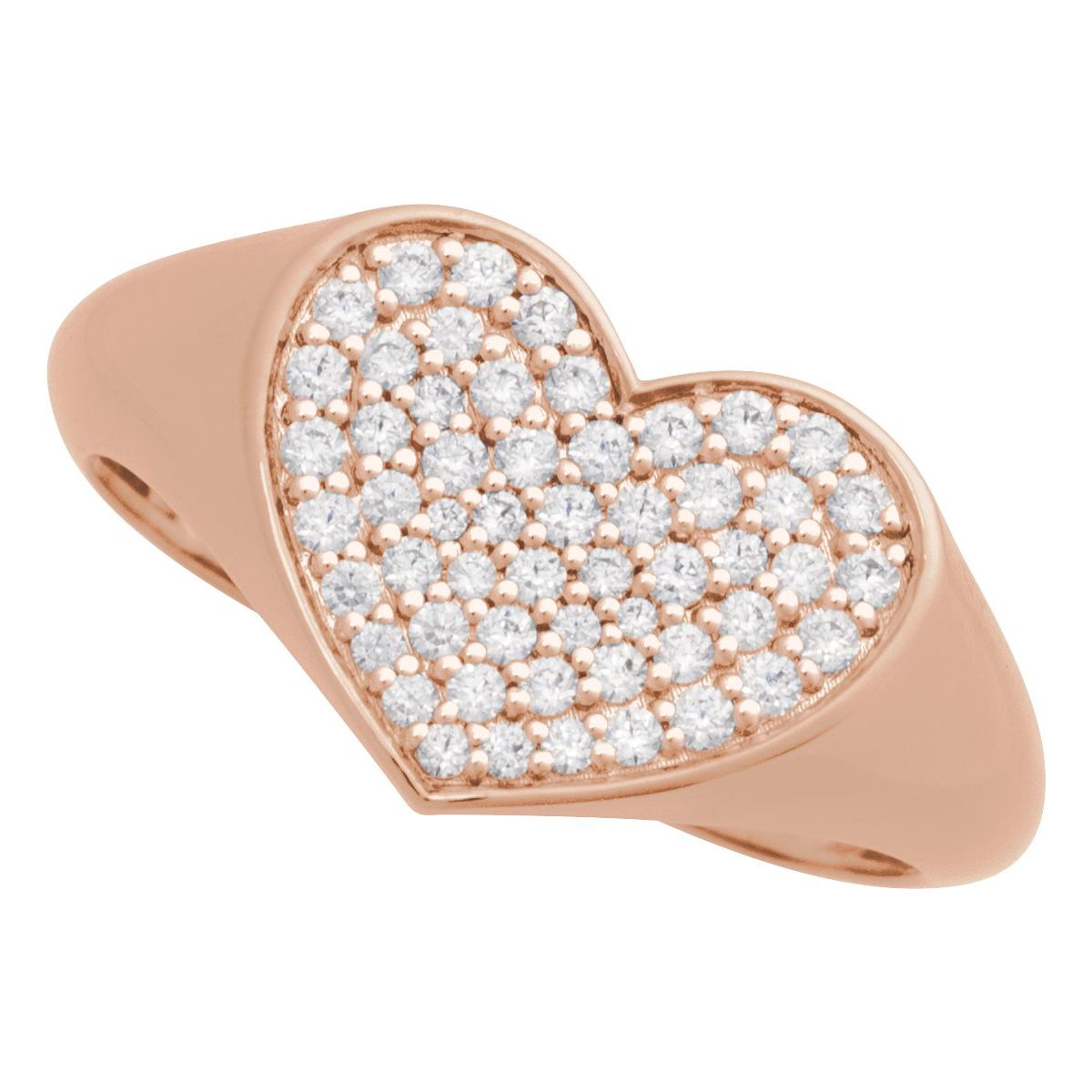 Pavé-Style Heart Signet Ring