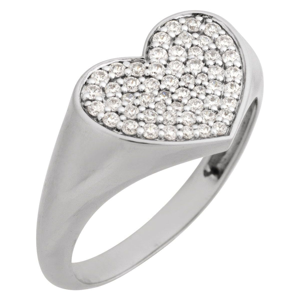 Pavé-Style Heart Signet Ring