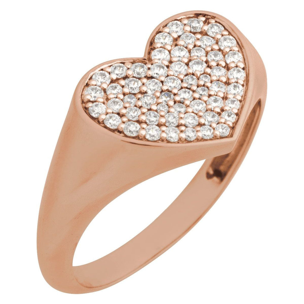 Pavé-Style Heart Signet Ring