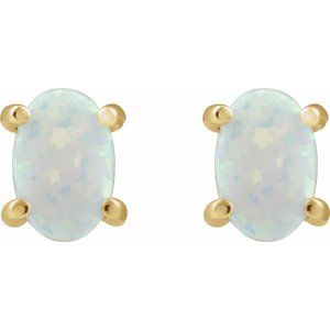 Oval 4-Prong Cabochon Earrings