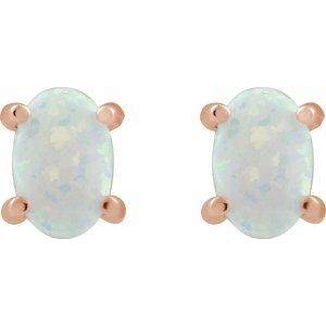 Oval 4-Prong Cabochon Earrings