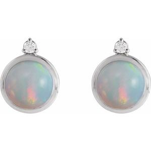 Cabochon Bezel-Set Earrings