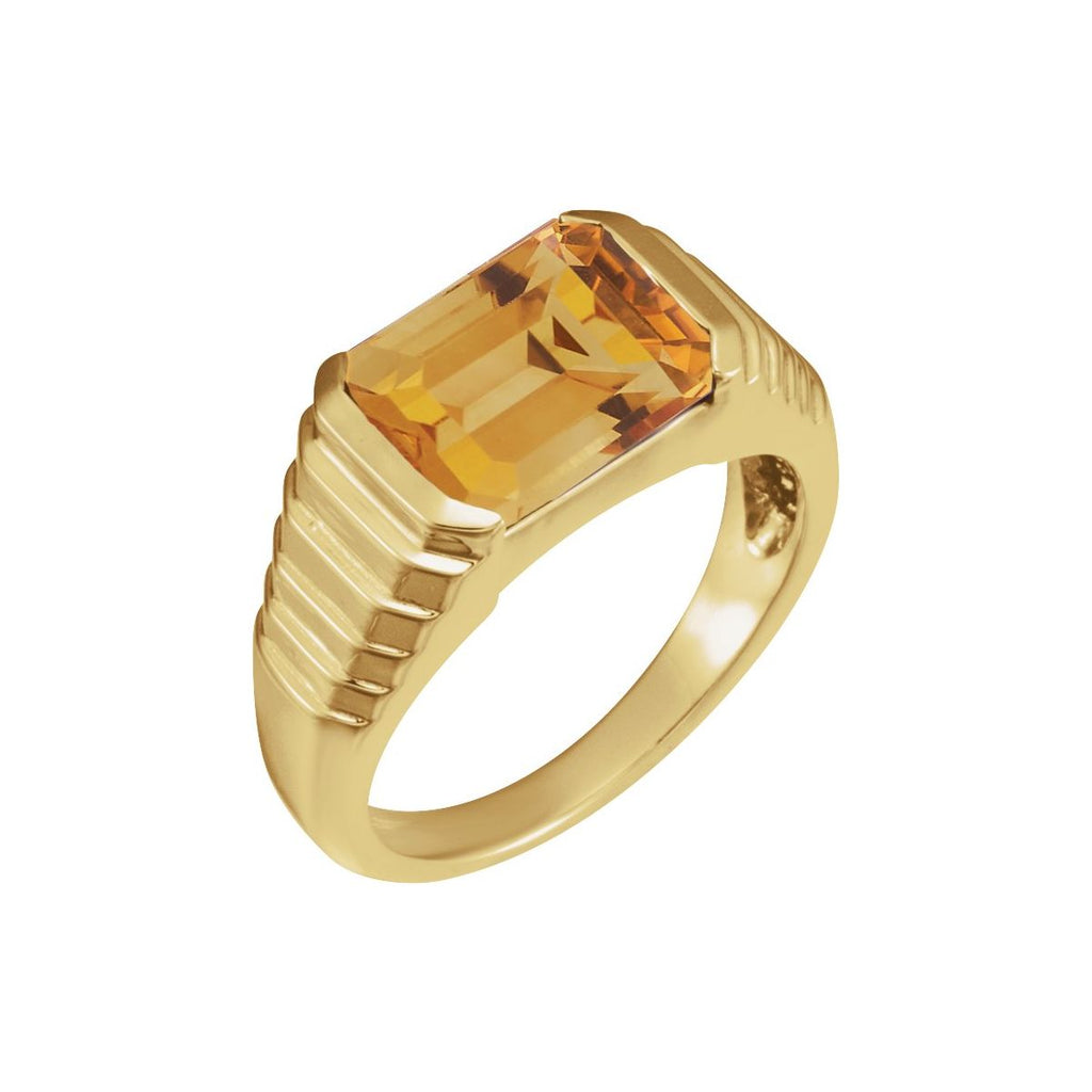 Emerald Bezel-Set Ring