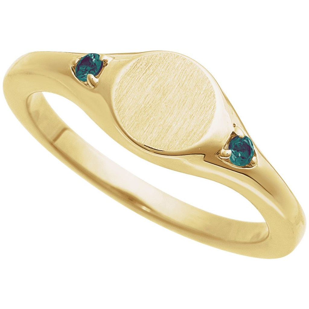 Engravable Accented Signet Ring