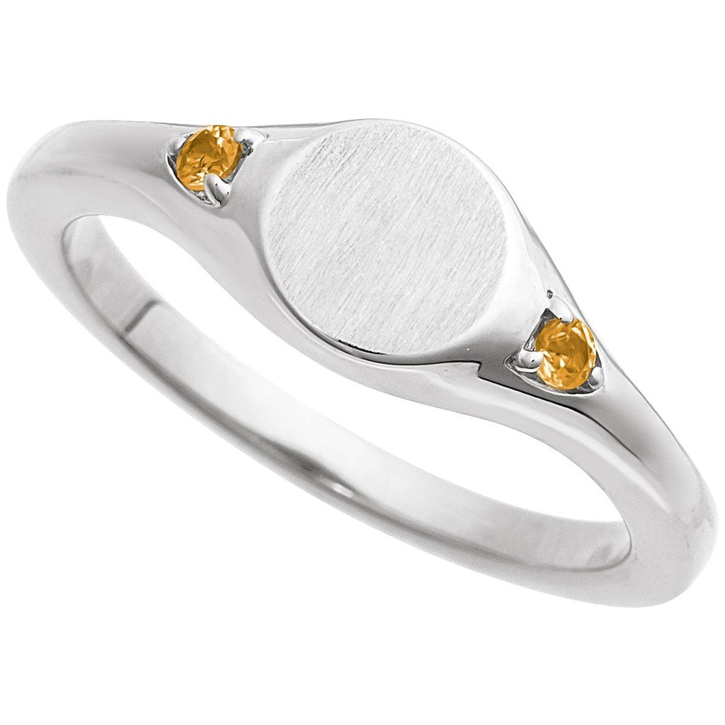 Engravable Accented Signet Ring
