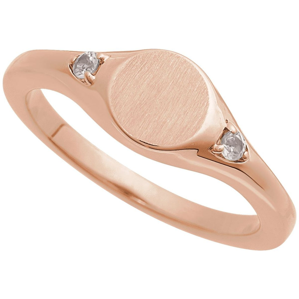 Engravable Accented Signet Ring