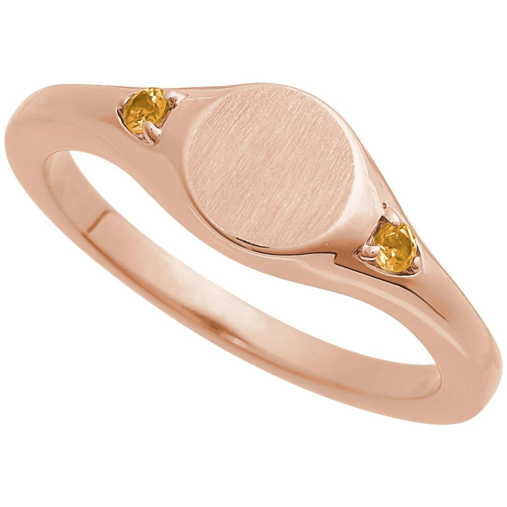 Engravable Accented Signet Ring