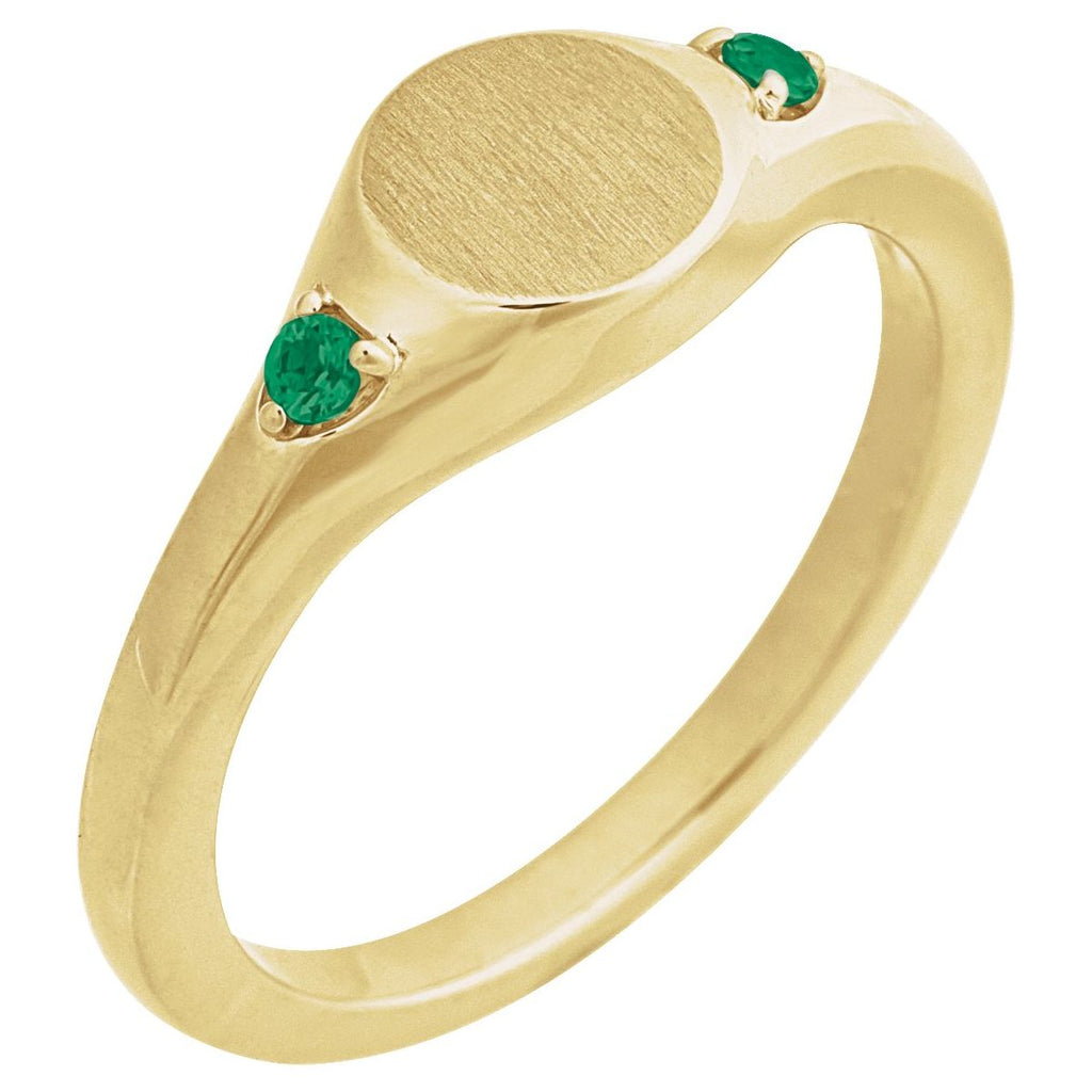 Engravable Accented Signet Ring