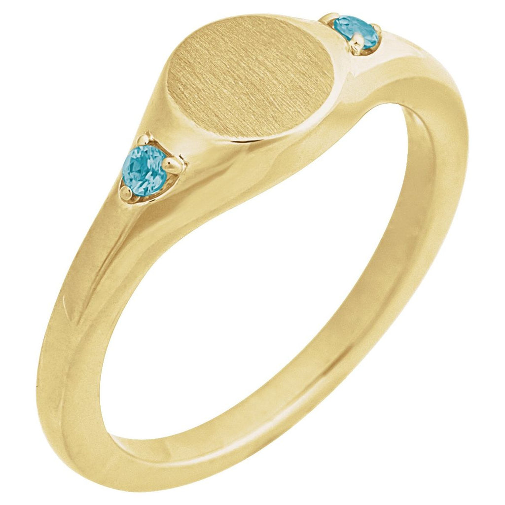 Engravable Accented Signet Ring