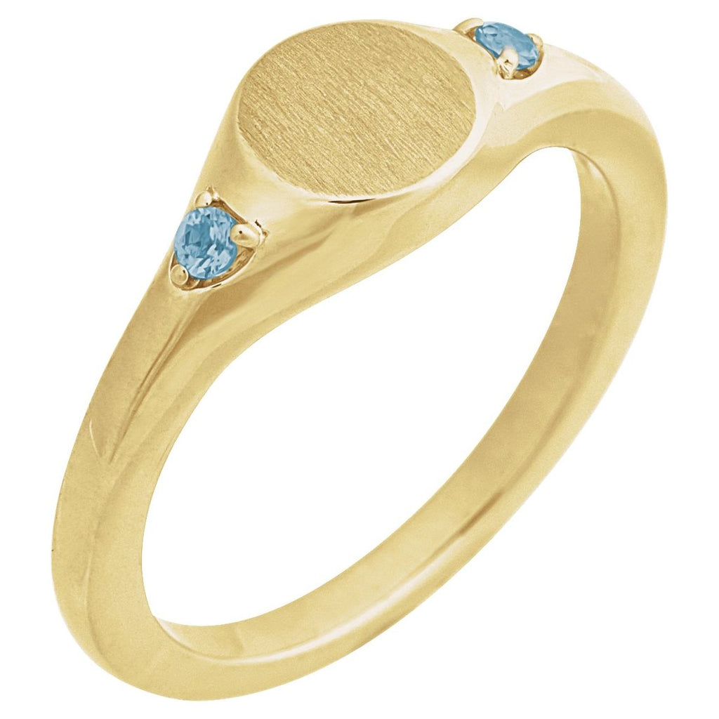 Engravable Accented Signet Ring