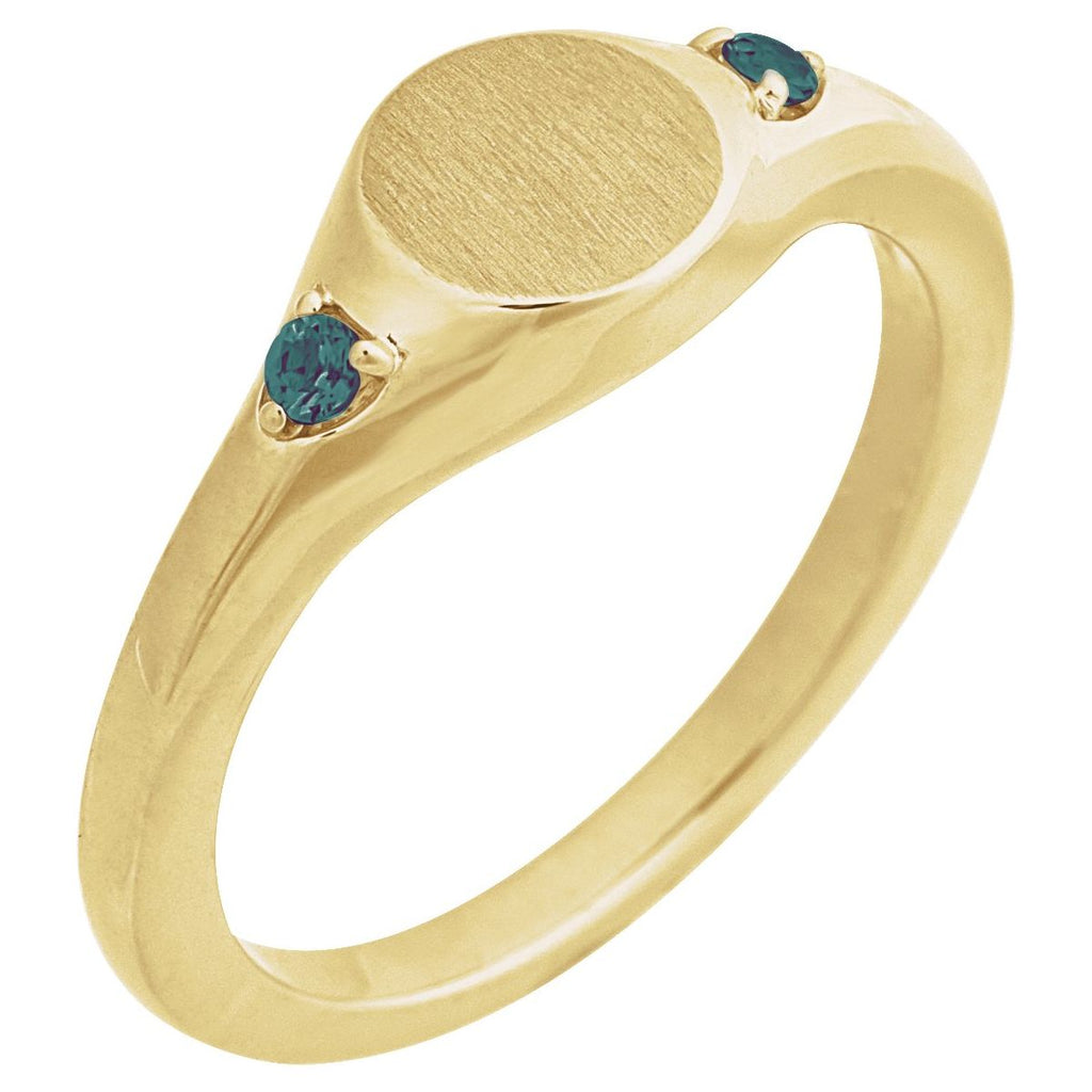 Engravable Accented Signet Ring