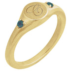 Engravable Accented Signet Ring