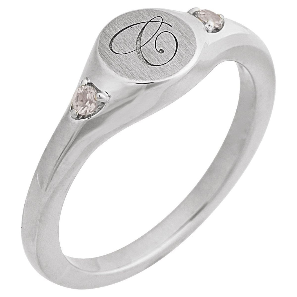 Engravable Accented Signet Ring