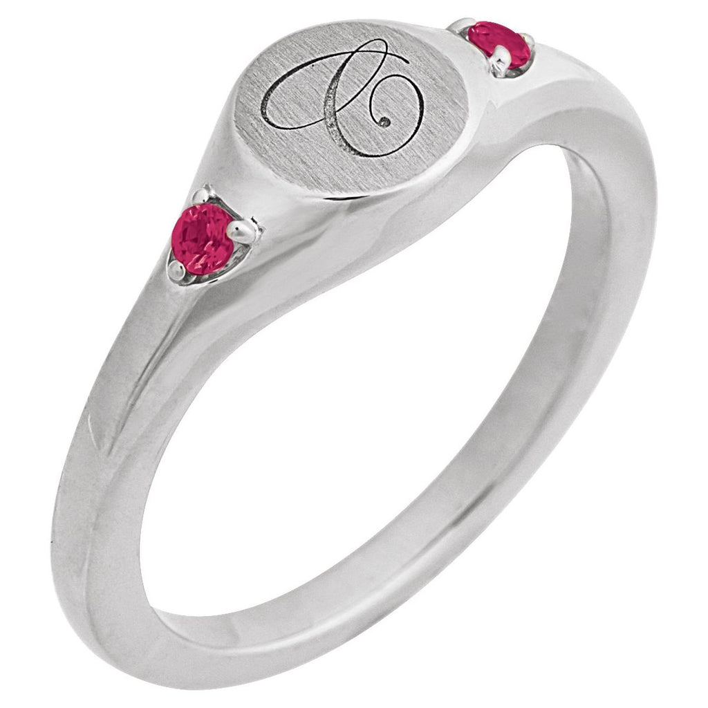 Engravable Accented Signet Ring
