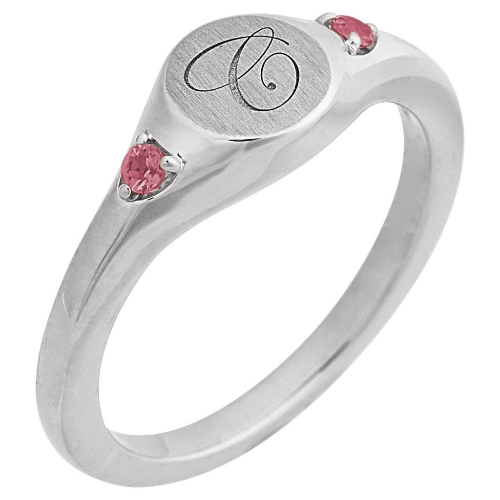 Engravable Accented Signet Ring