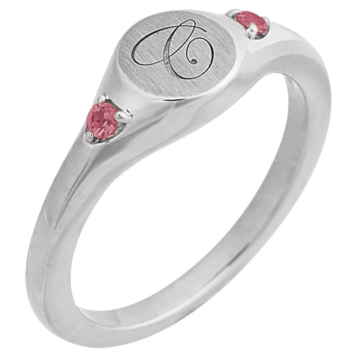 Engravable Accented Signet Ring