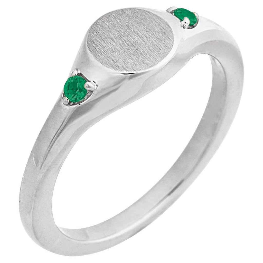 Engravable Accented Signet Ring