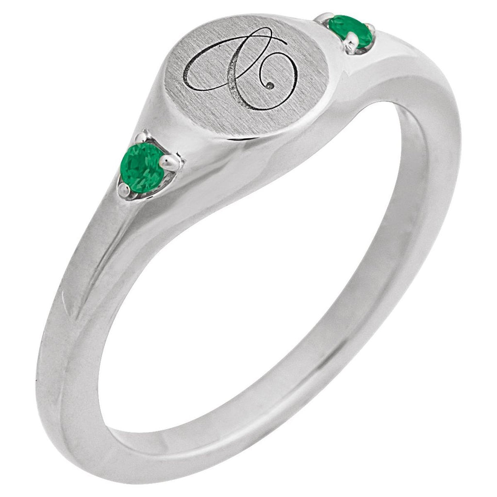 Engravable Accented Signet Ring