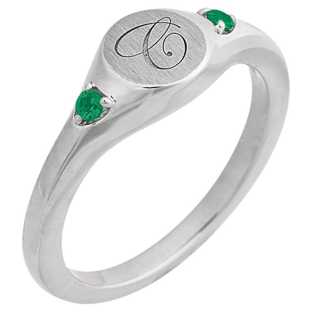 Engravable Accented Signet Ring