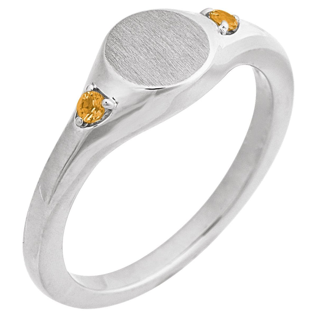 Engravable Accented Signet Ring