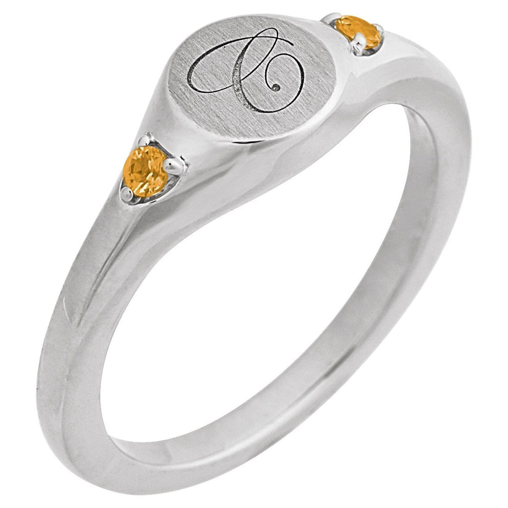 Engravable Accented Signet Ring