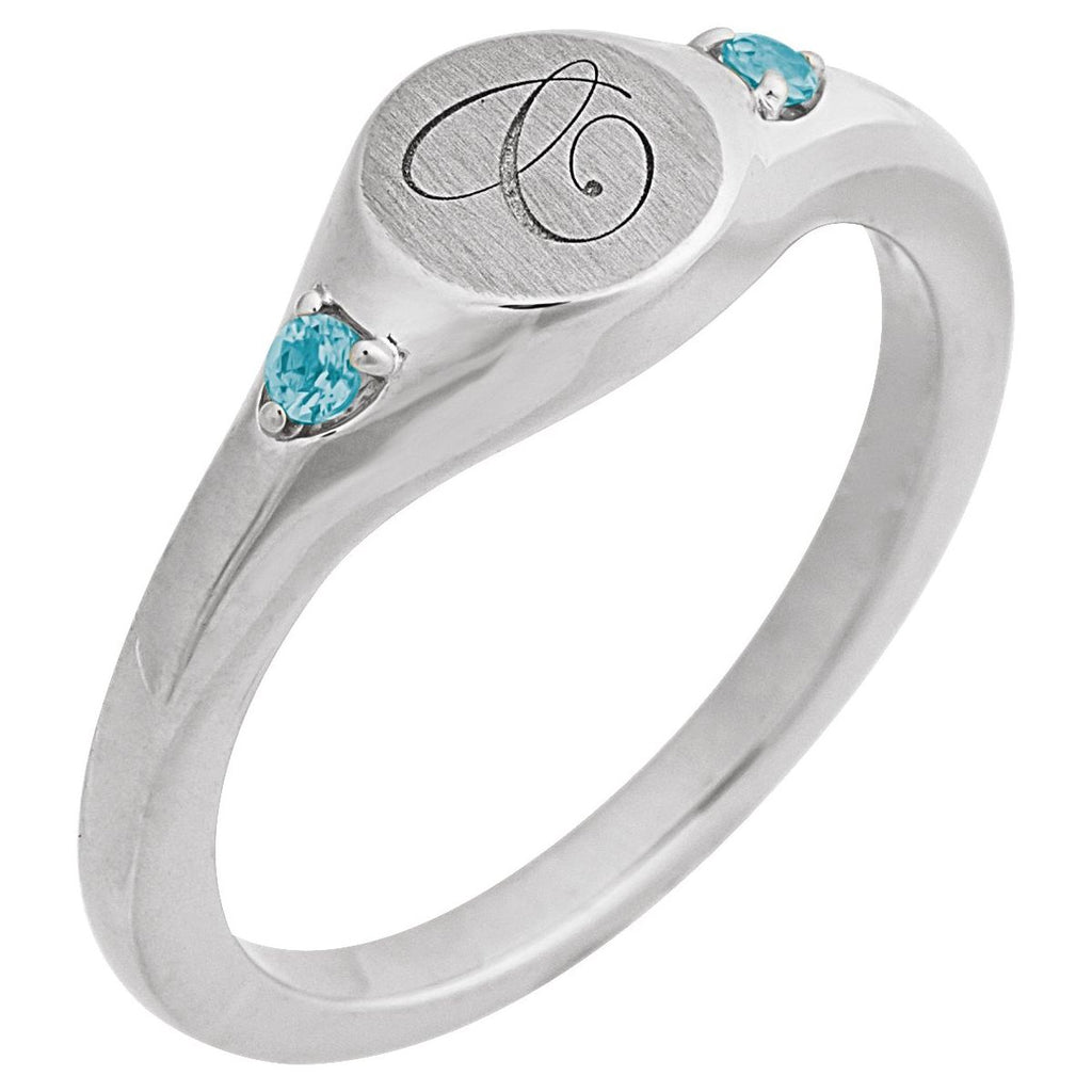 Engravable Accented Signet Ring