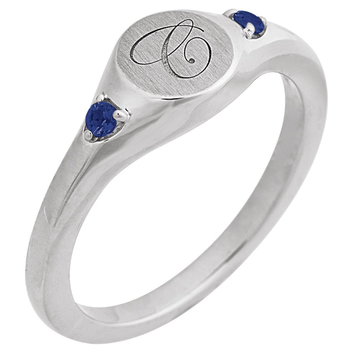 Engravable Accented Signet Ring