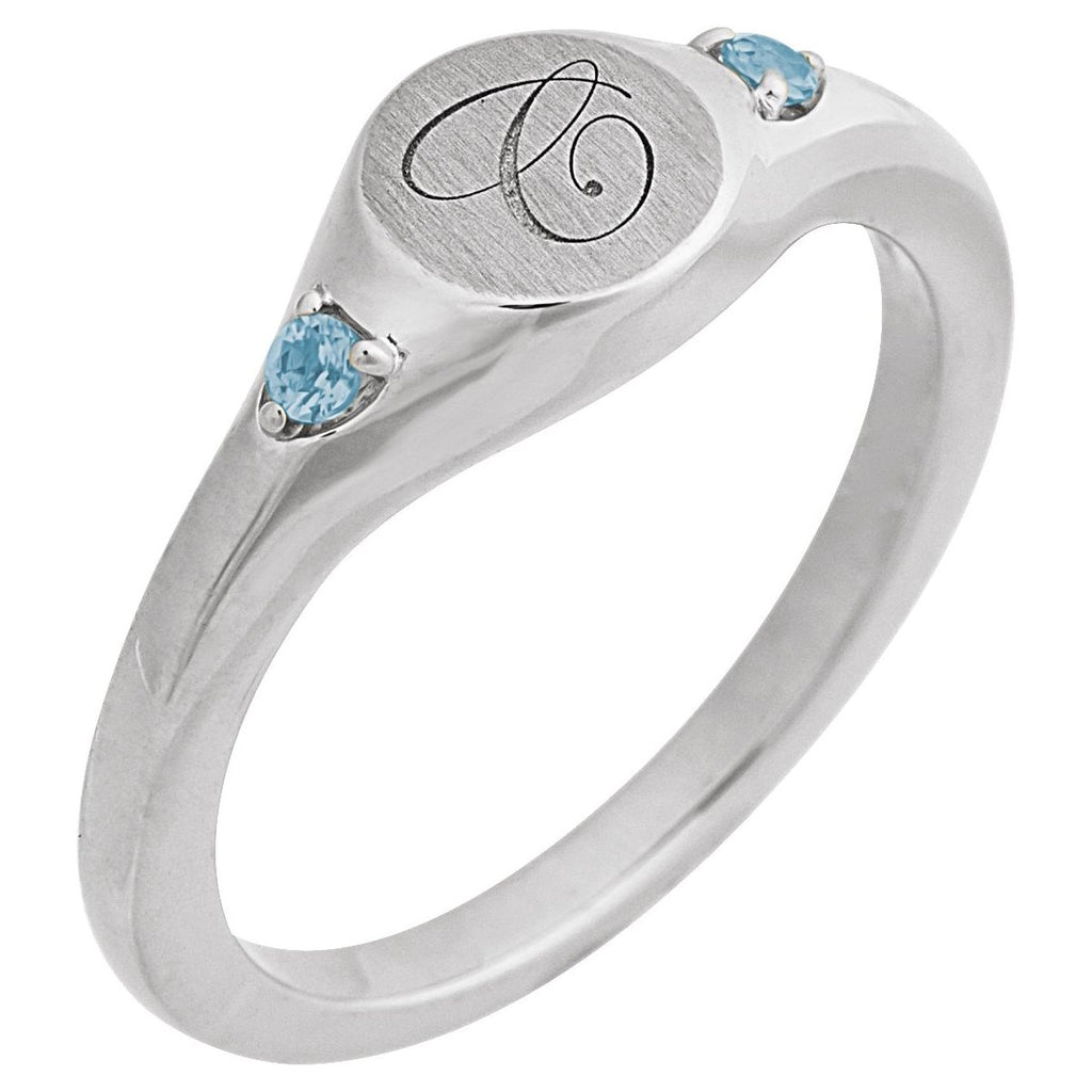 Engravable Accented Signet Ring