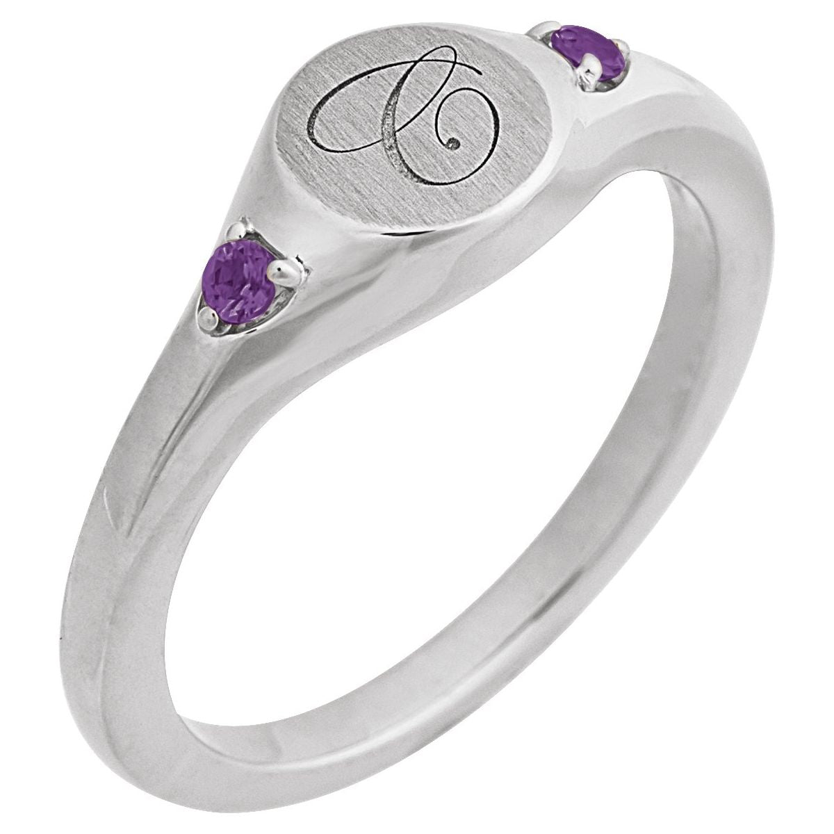 Engravable Accented Signet Ring