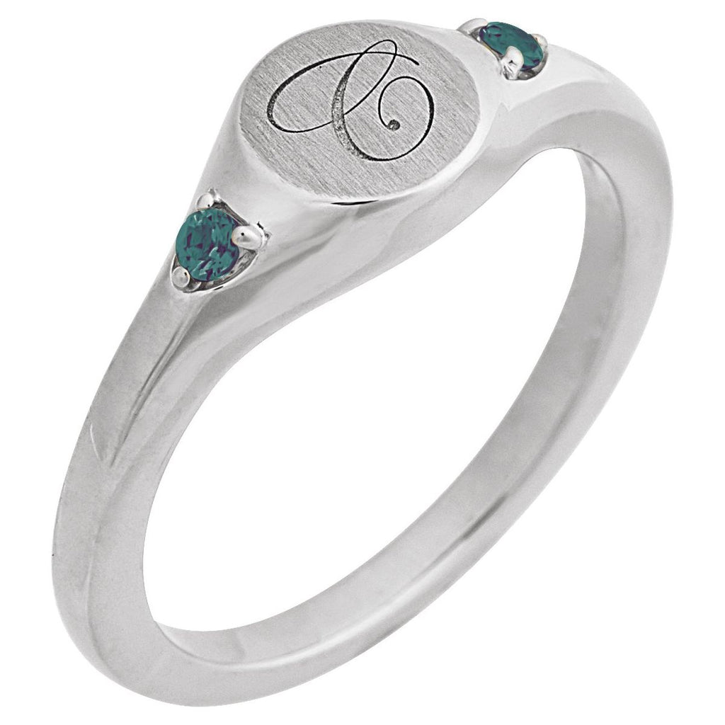 Engravable Accented Signet Ring