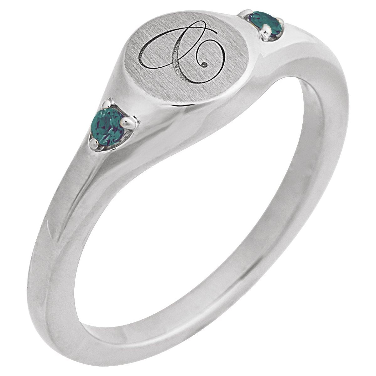 Engravable Accented Signet Ring