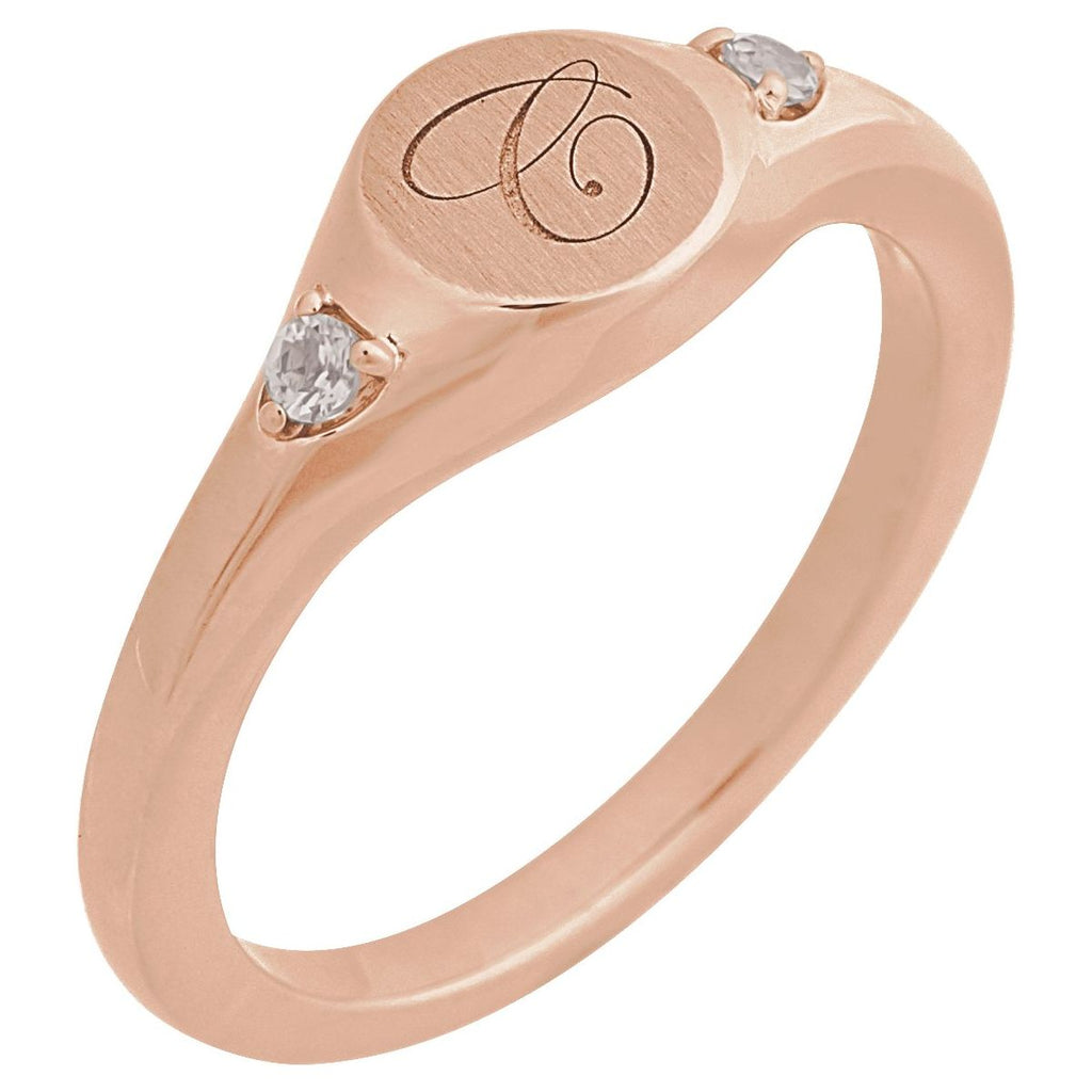 Engravable Accented Signet Ring