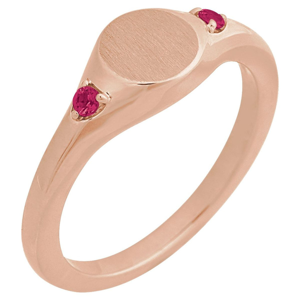 Engravable Accented Signet Ring