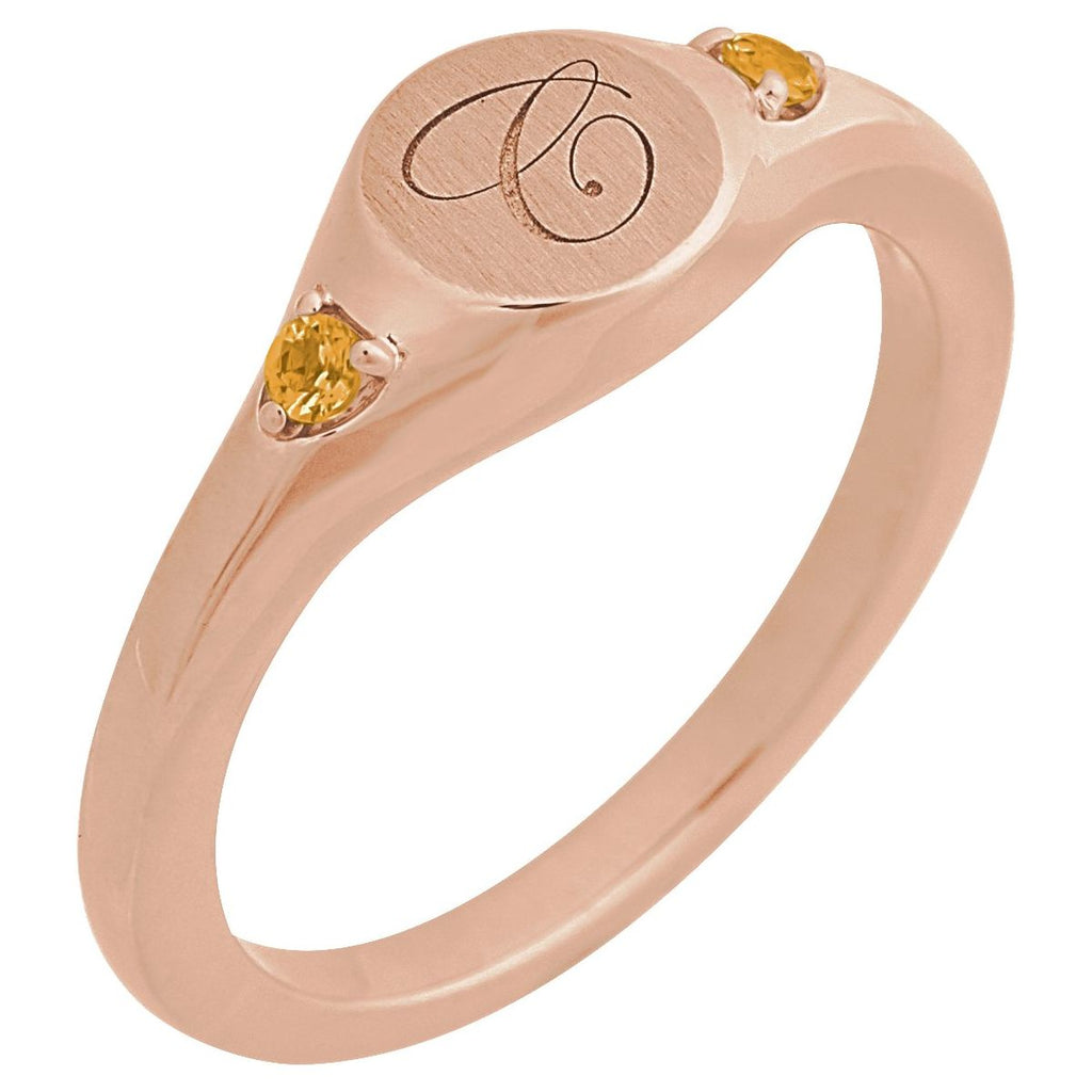 Engravable Accented Signet Ring