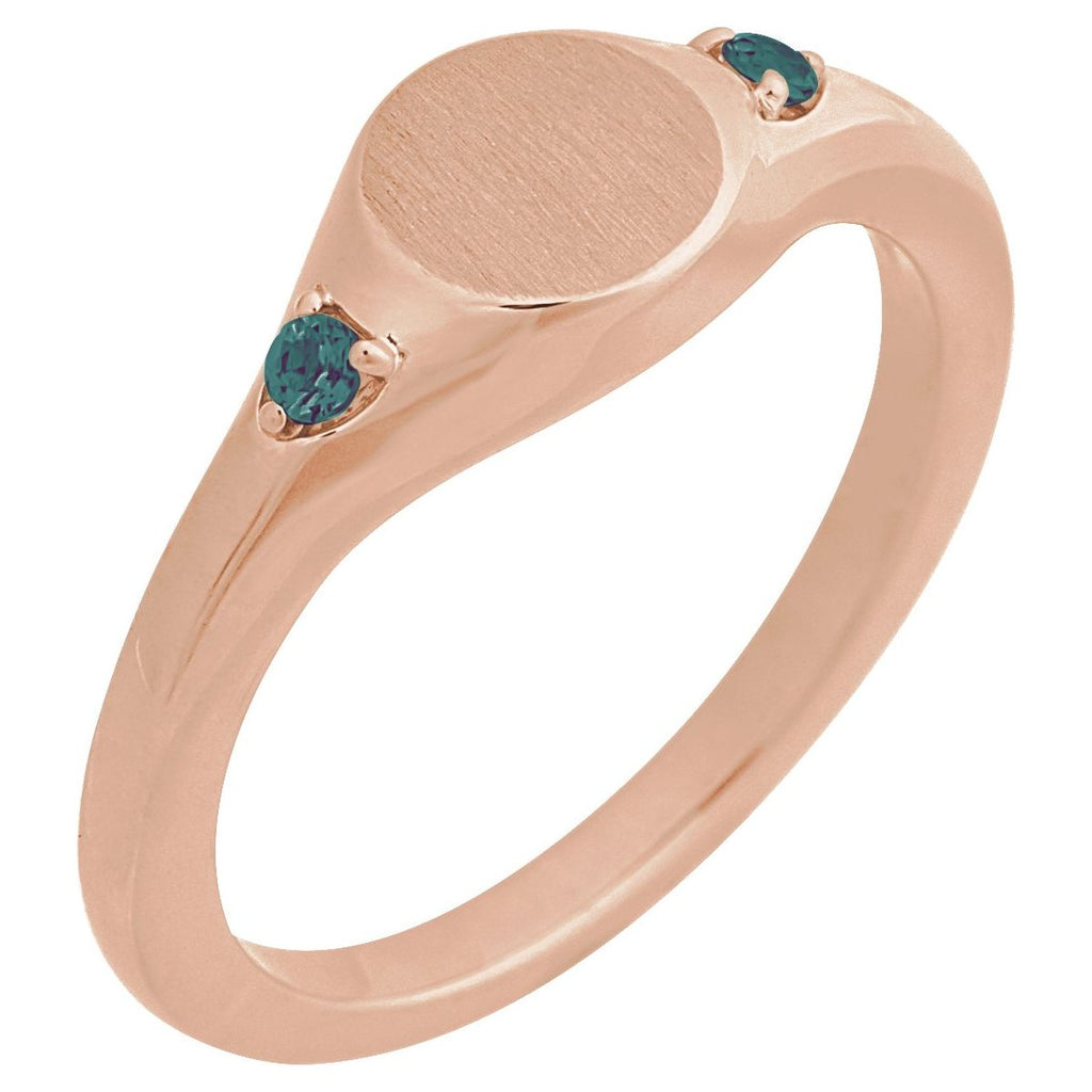 Engravable Accented Signet Ring