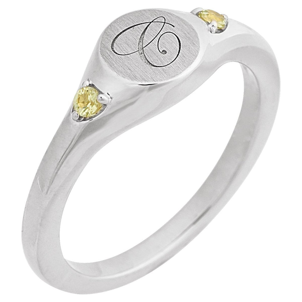 Engravable Accented Signet Ring