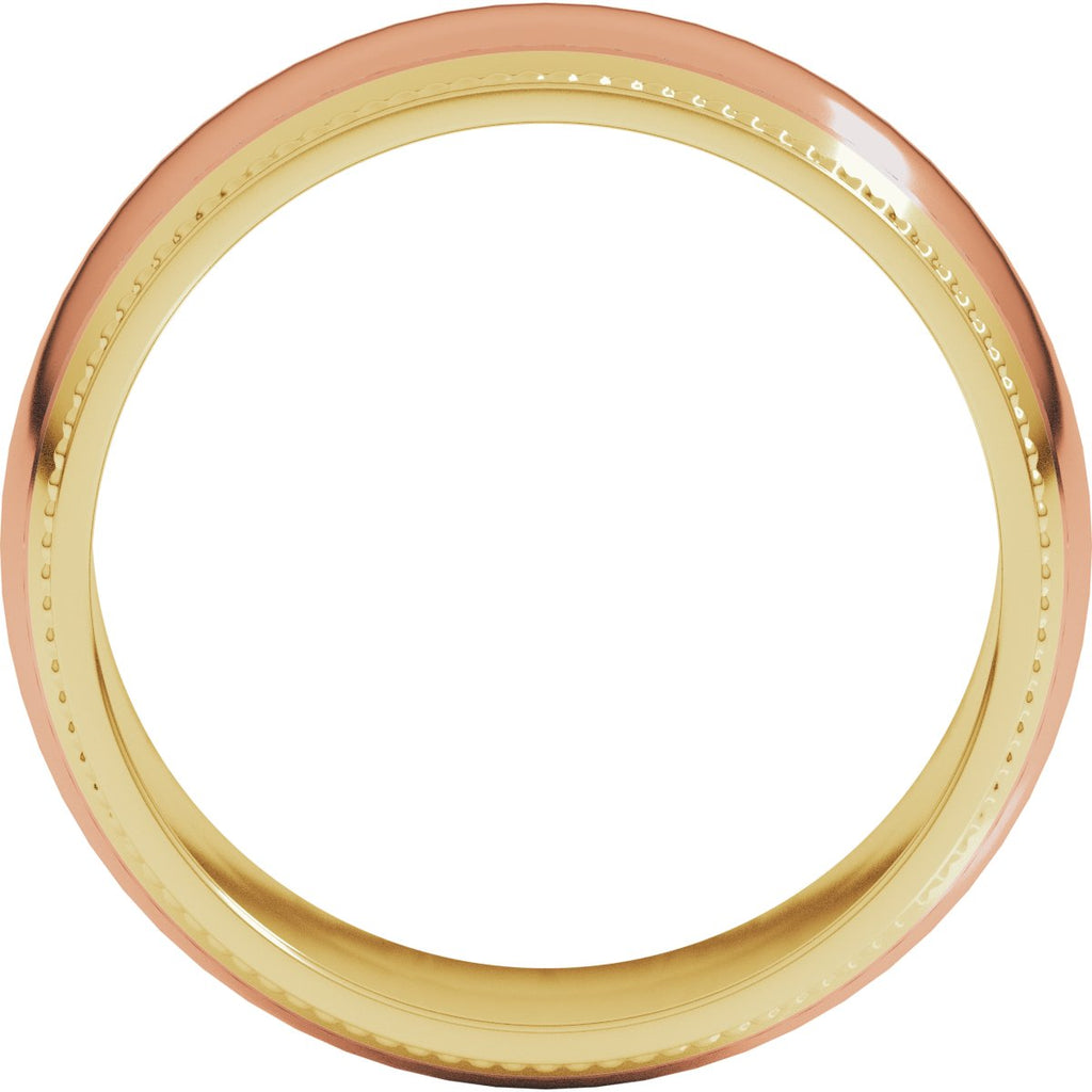 Milgrain Stepped Beveled-Edge Half Round Band