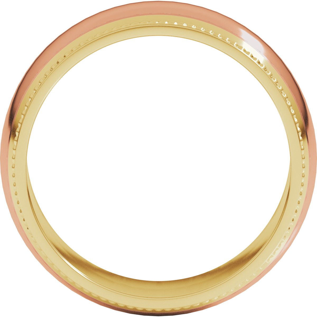 Milgrain Stepped Beveled-Edge Half Round Band
