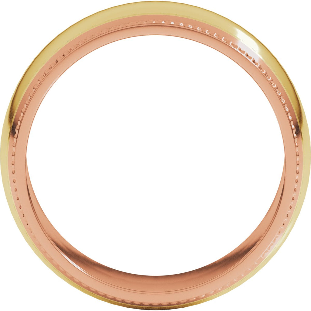 Milgrain Stepped Beveled-Edge Half Round Band