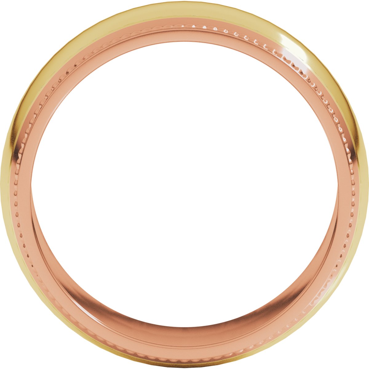 Milgrain Stepped Beveled-Edge Half Round Band