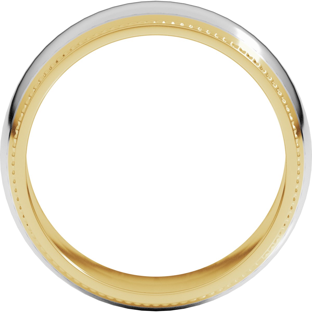 Milgrain Stepped Beveled-Edge Half Round Band
