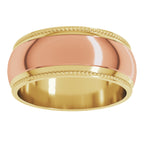 Milgrain Stepped Beveled-Edge Half Round Band